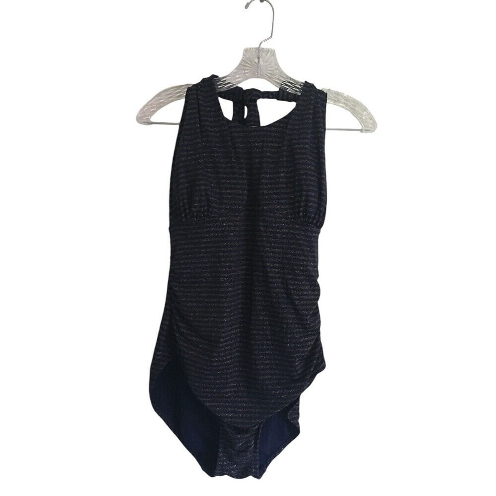Old Navy Bodysuit Women's Size 1X Navy Gold Striped